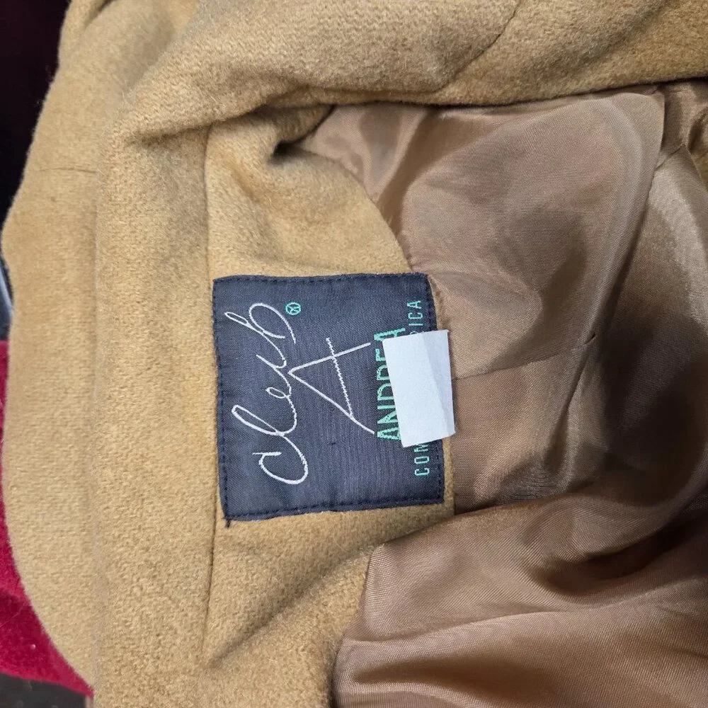 Club A Andrea Overcoat 10 | Vintage 70s Tan Wool Wide Lapel‎ Lined Quiet Luxury